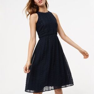Excellent condition, Fully lined Ann Taylor Loft Navy Blue eyelet dress